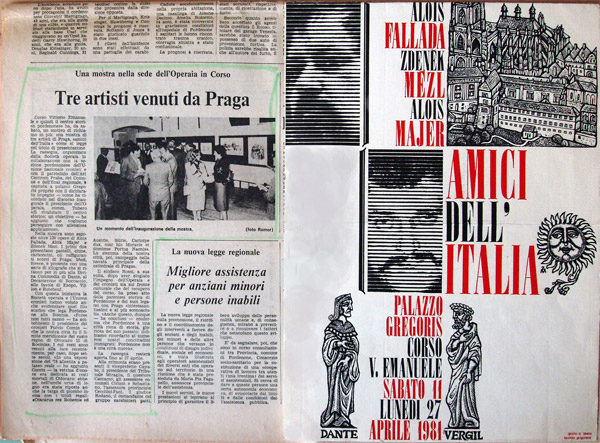 Výstava v Pordenone, Italie, noviny a plakát
